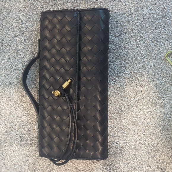 Elegant Black Woven Clutch